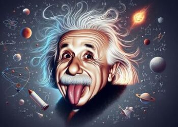 Albert Einstein sticking out his tongue in a playful pose, showcasing his humorous side.