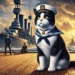 Illustration of Unsinkable Sam, the legendary World War II cat who survived three shipwrecks.